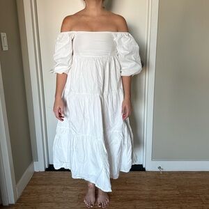 EUC Faithful the Brand XS white puff off sleeve cotton dress